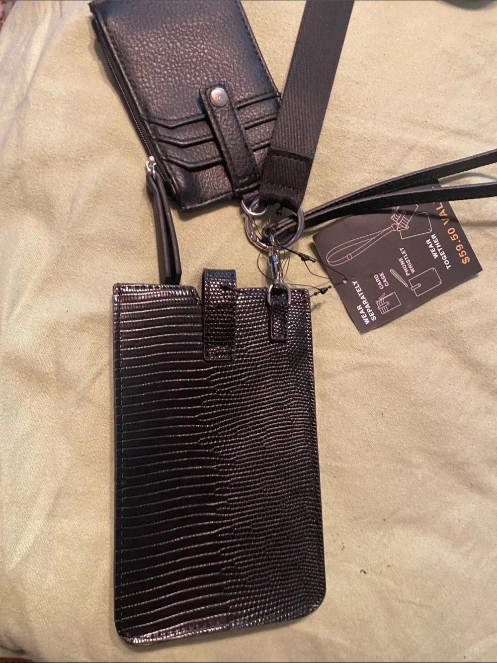 INC International Concepts Black Phone Case, Wristlet and Card Case Duo